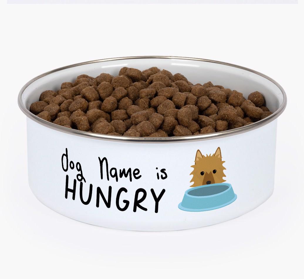 Hungry: Personalized {breedFullName} Enamel Dog Bowl