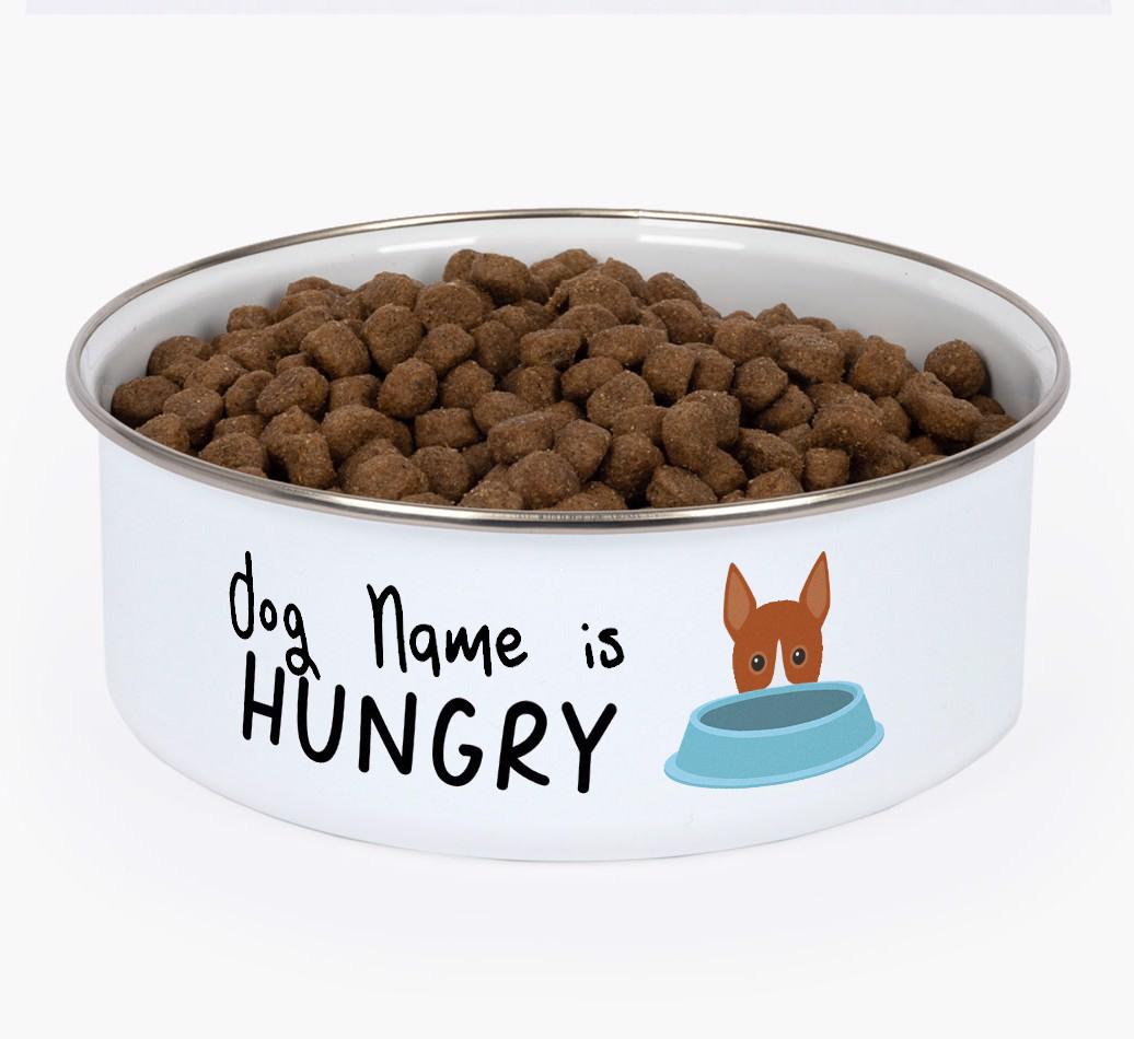 Hungry: Personalized {breedFullName} Enamel Dog Bowl