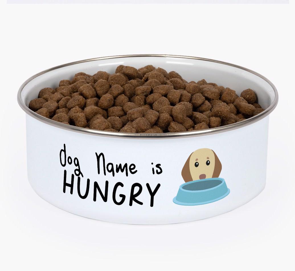 Hungry: Personalized {breedFullName} Enamel Dog Bowl