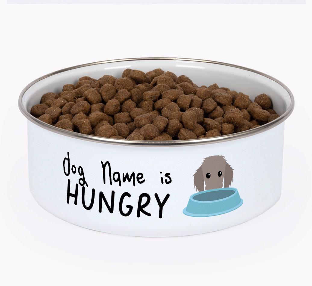 Hungry: Personalized {breedFullName} Enamel Dog Bowl