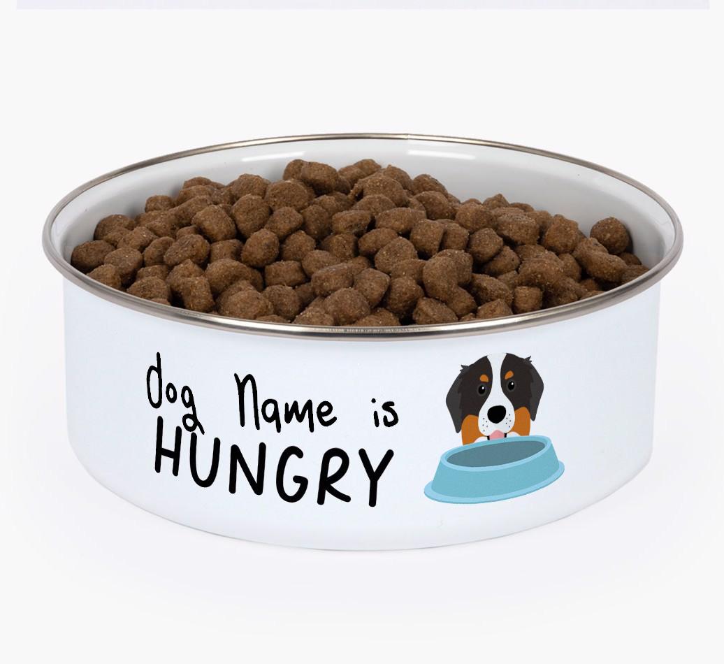 Hungry: Personalized {breedFullName} Enamel Dog Bowl