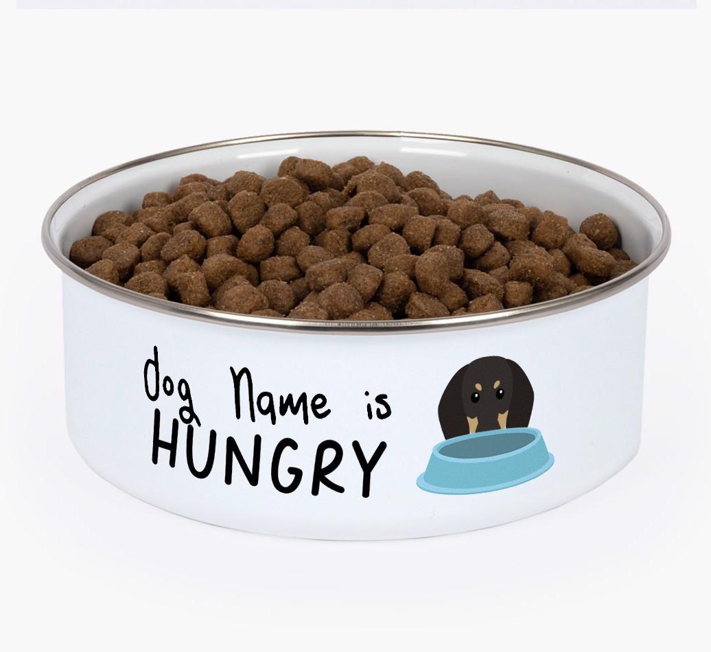 Hungry: Personalized {breedFullName} Enamel Dog Bowl