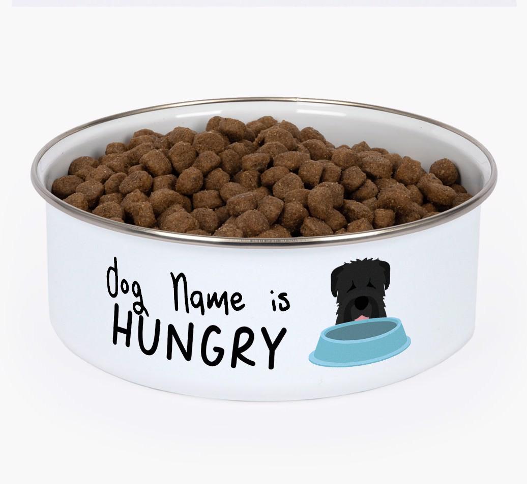 Hungry: Personalized {breedFullName} Enamel Dog Bowl