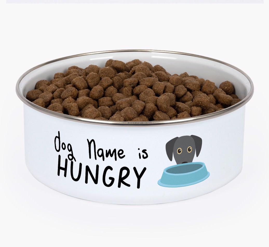 Hungry: Personalized {breedFullName} Enamel Dog Bowl