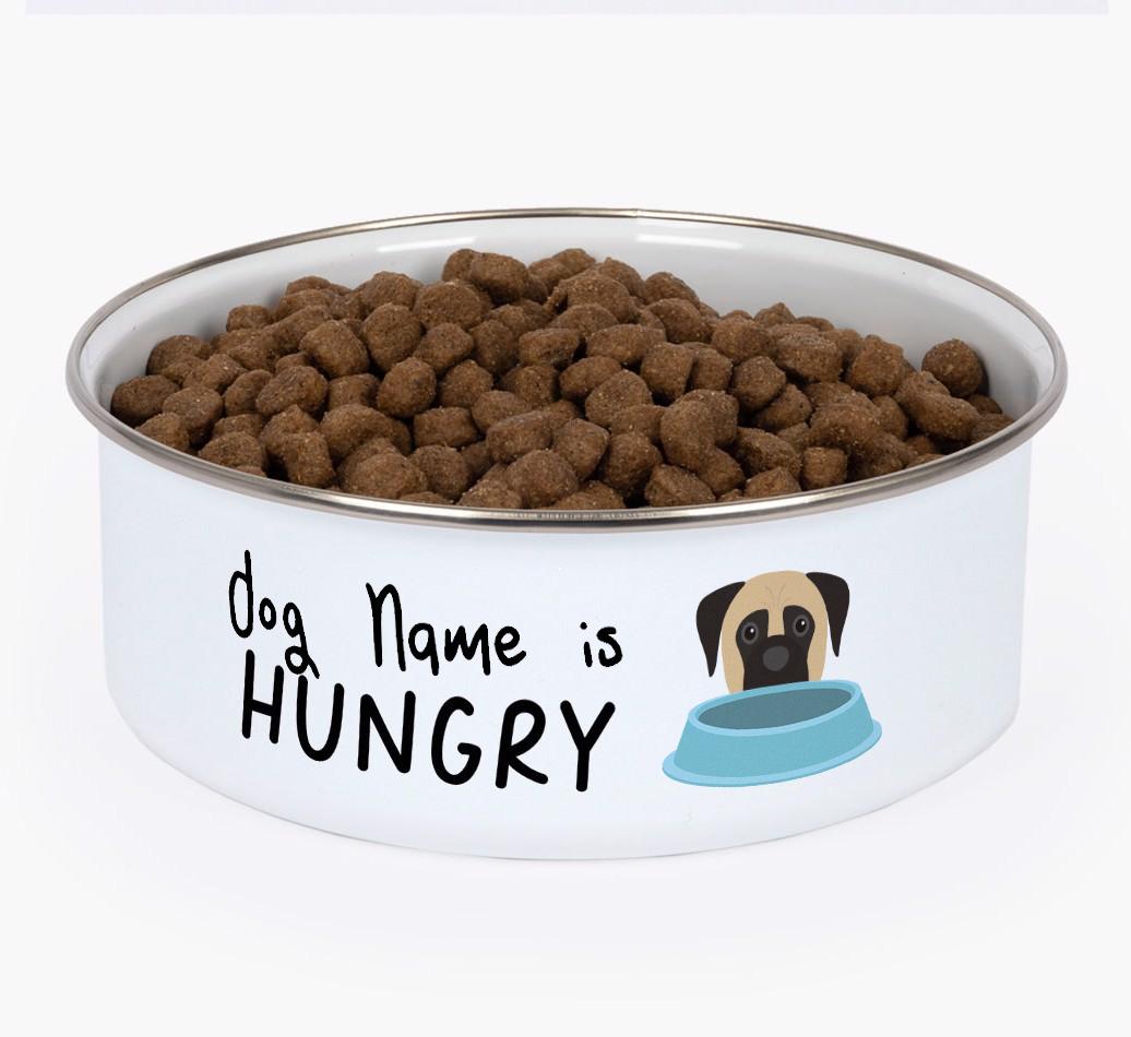 Hungry: Personalized {breedFullName} Enamel Dog Bowl