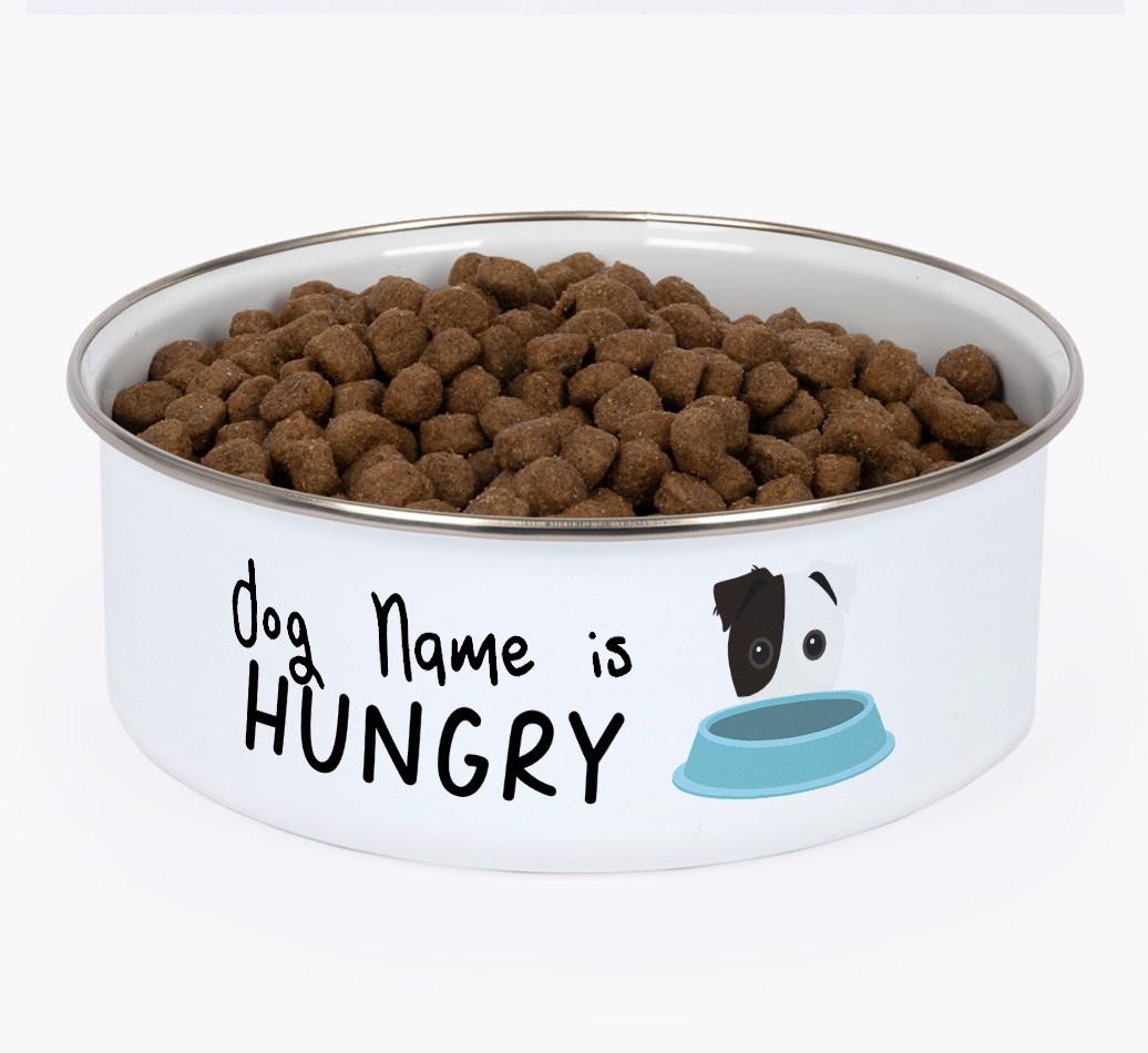 Hungry: Personalized {breedFullName} Enamel Dog Bowl