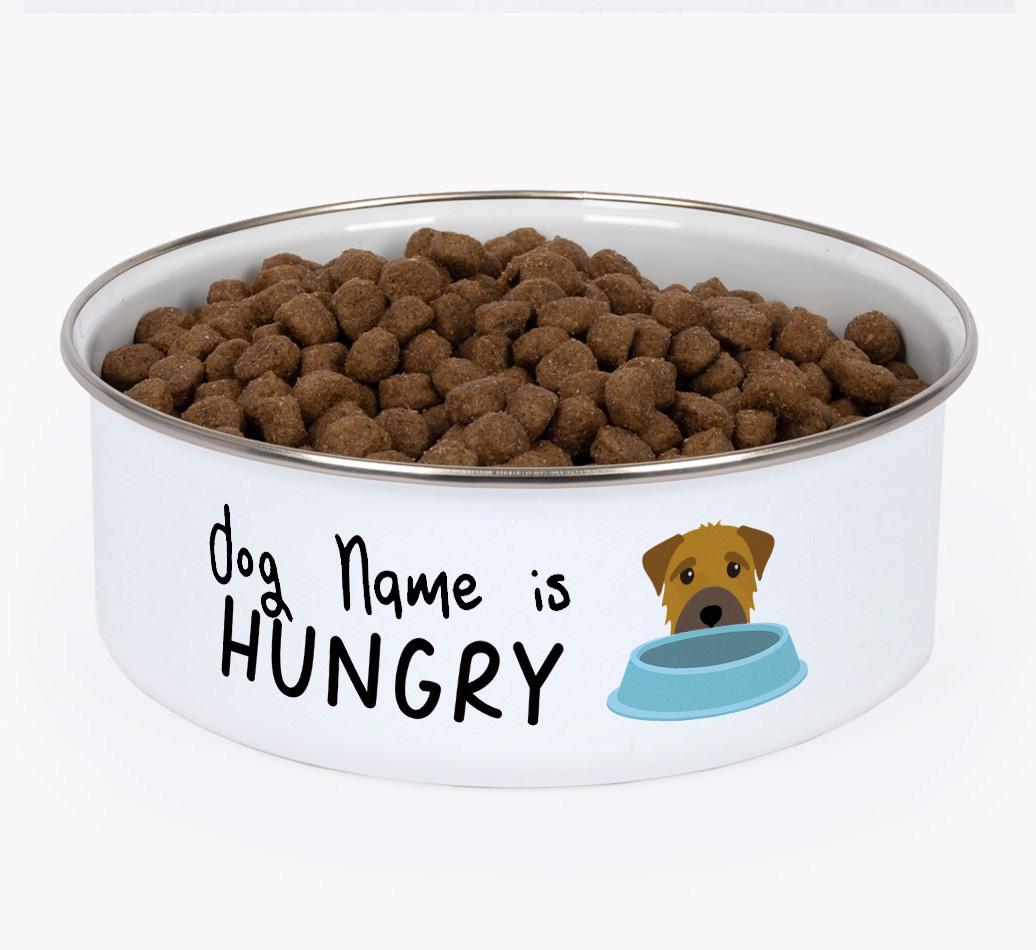 Hungry: Personalized {breedFullName} Enamel Dog Bowl