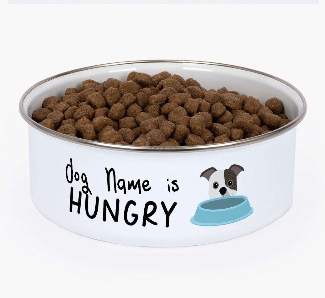Hungry: Personalized {breedFullName} Enamel Dog Bowl