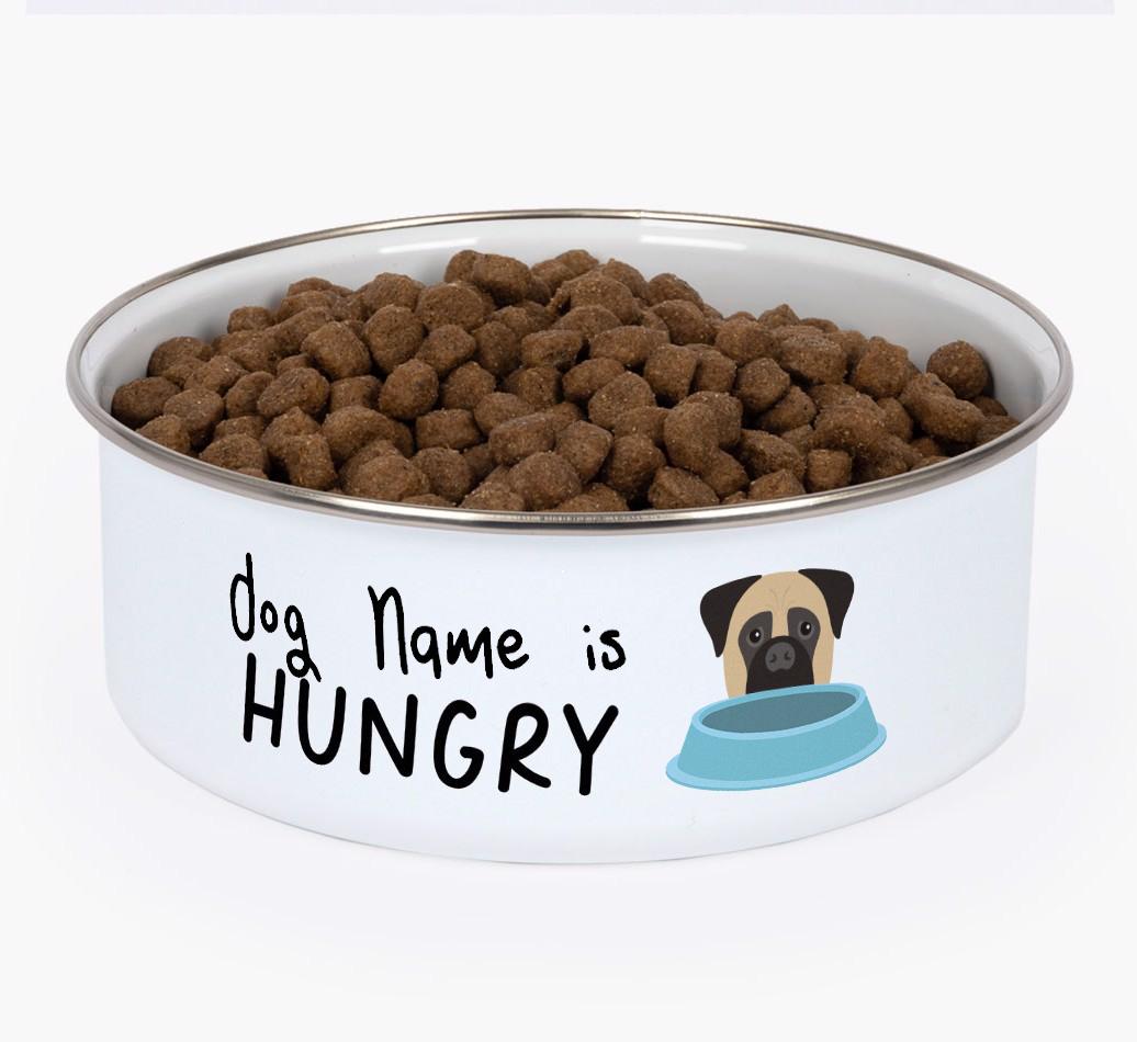 Hungry: Personalized {breedFullName} Enamel Dog Bowl