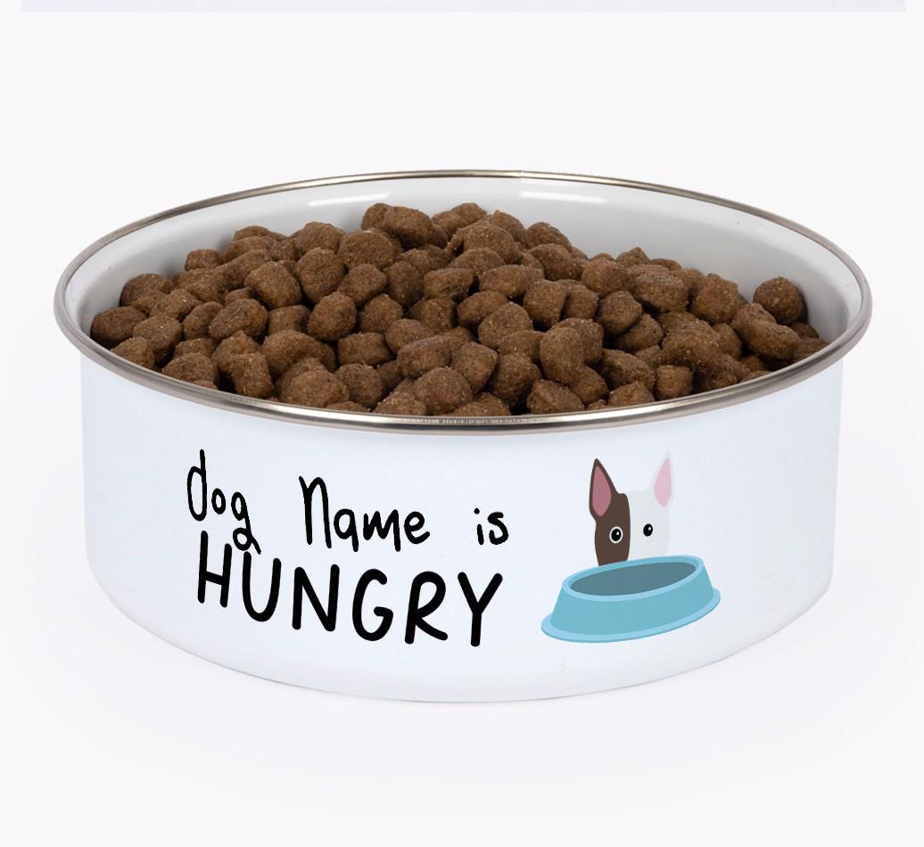 Hungry: Personalized {breedFullName} Enamel Dog Bowl