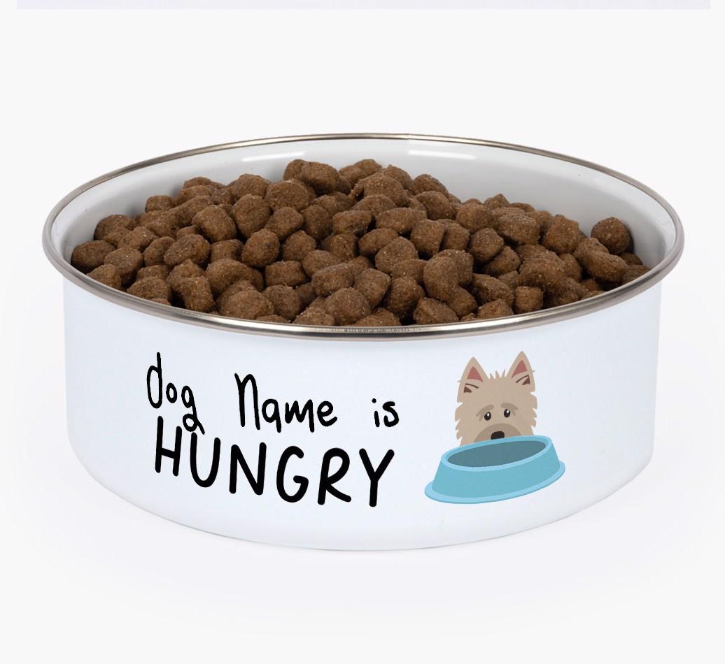 Hungry: Personalized {breedFullName} Enamel Dog Bowl