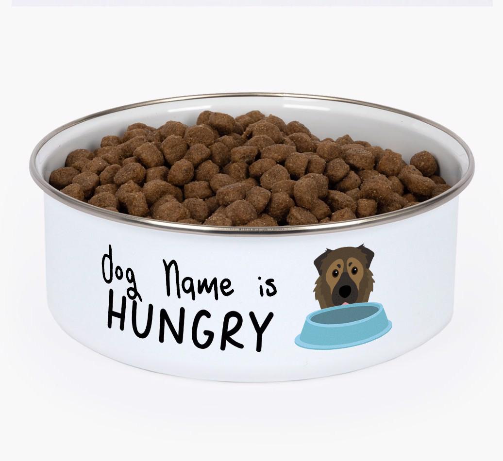 Hungry: Personalized {breedFullName} Enamel Dog Bowl