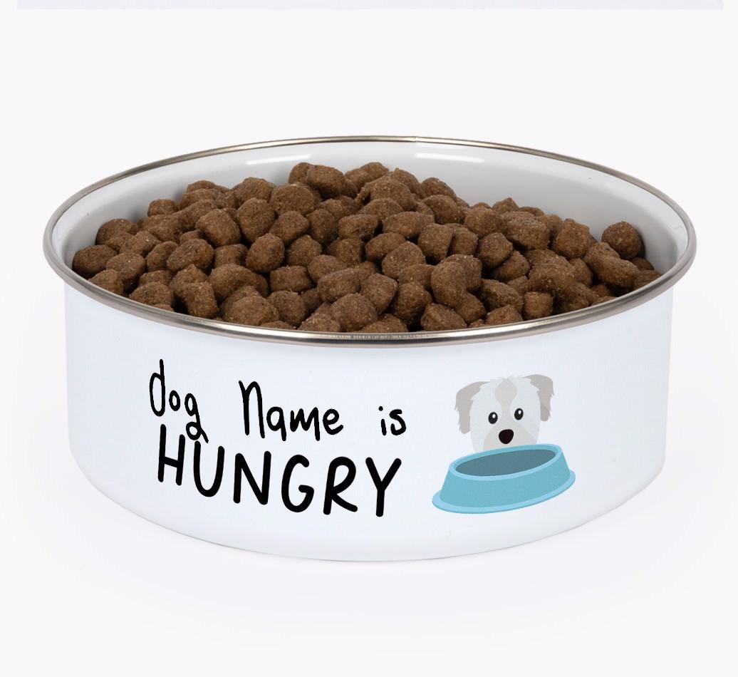 Hungry: Personalized {breedFullName} Enamel Dog Bowl