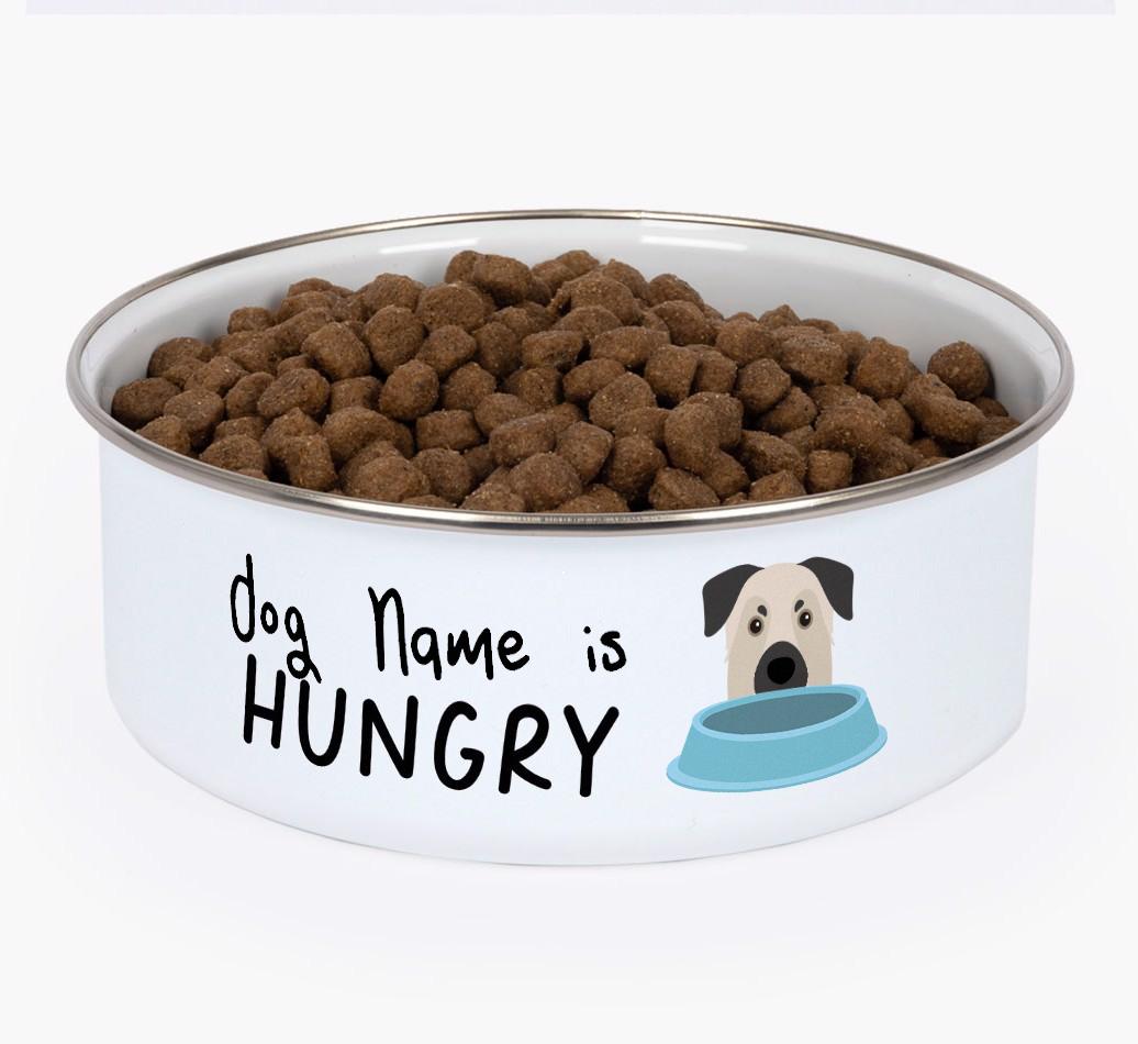 Hungry: Personalized {breedFullName} Enamel Dog Bowl