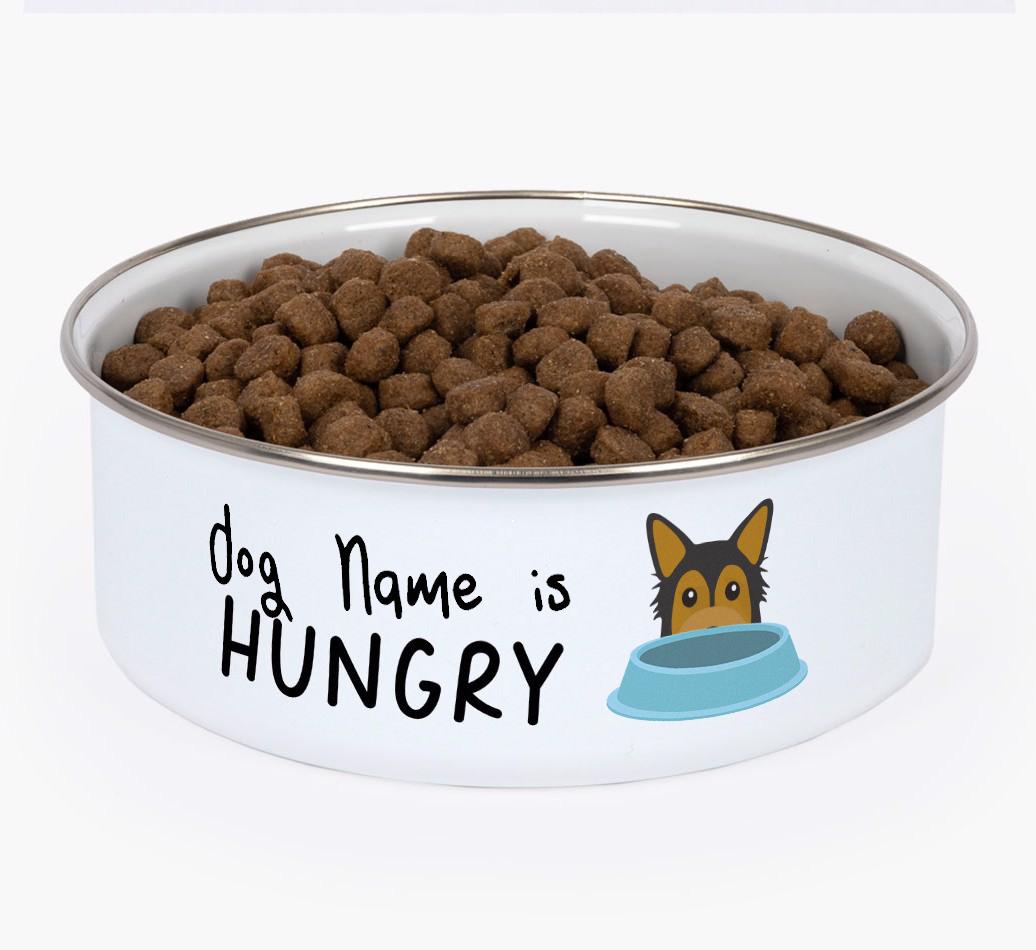 Hungry: Personalized {breedFullName} Enamel Dog Bowl