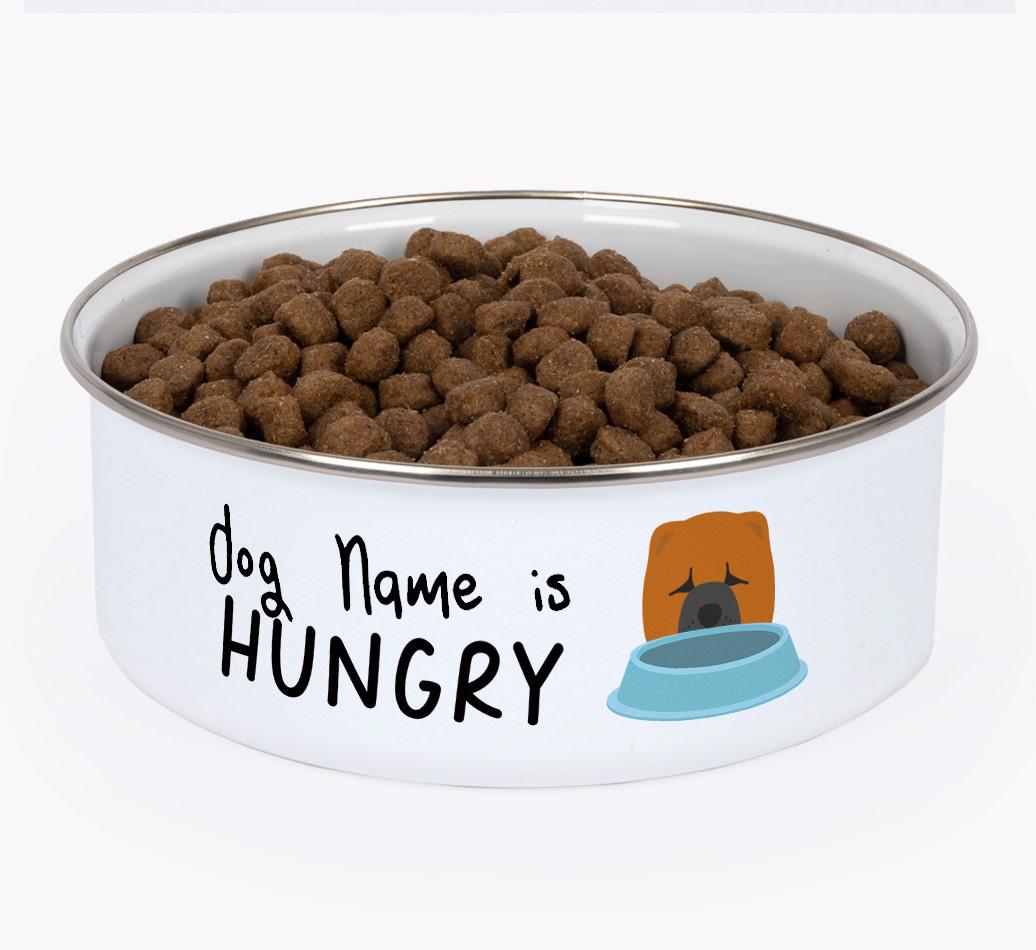Hungry: Personalized {breedFullName} Enamel Dog Bowl