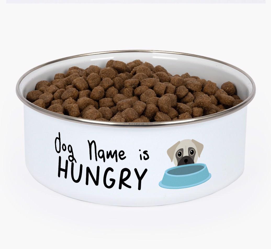 Hungry: Personalized {breedFullName} Enamel Dog Bowl