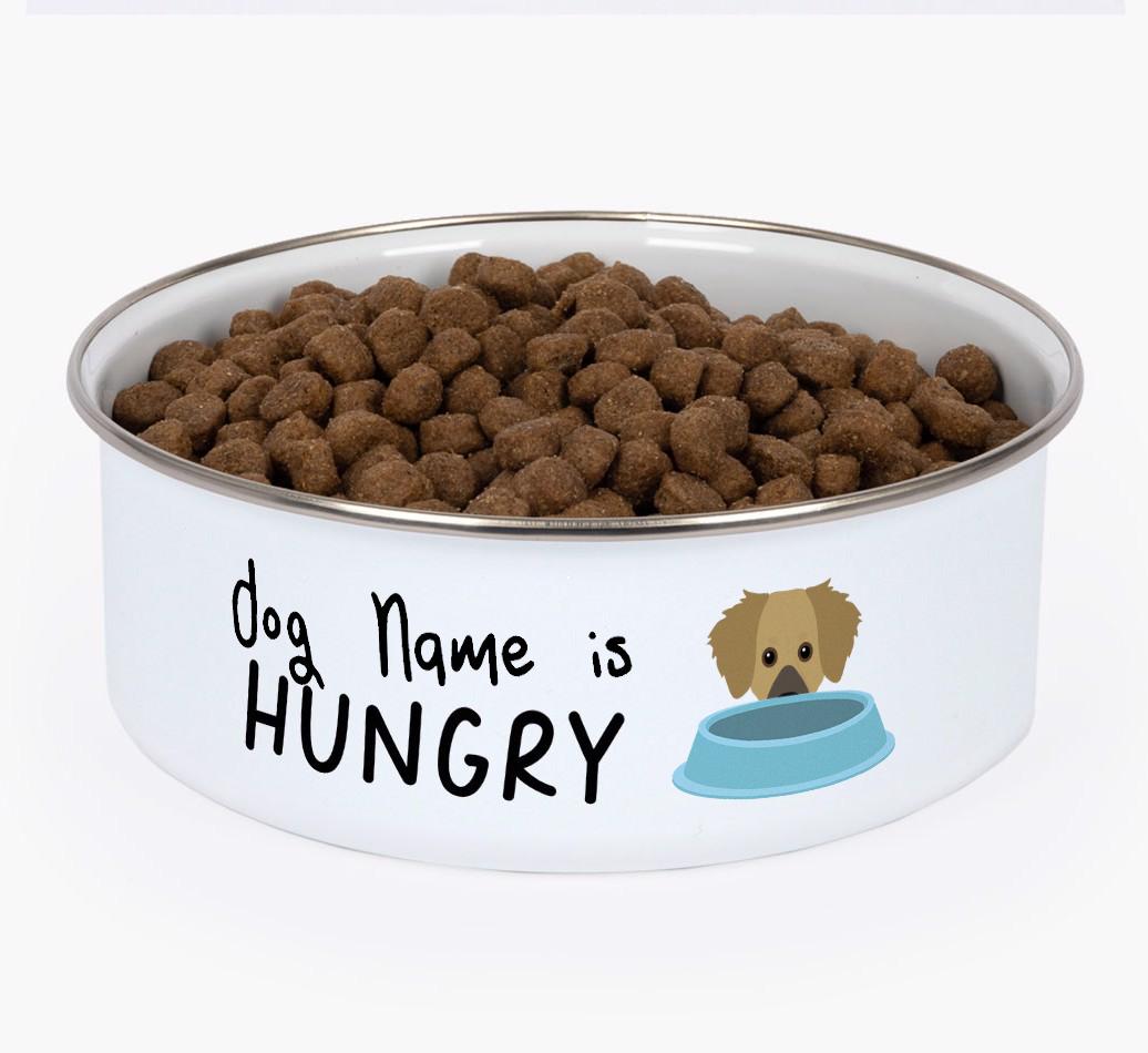 Hungry: Personalized {breedFullName} Enamel Dog Bowl