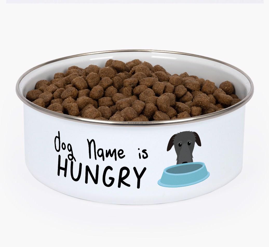 Hungry: Personalized {breedFullName} Enamel Dog Bowl