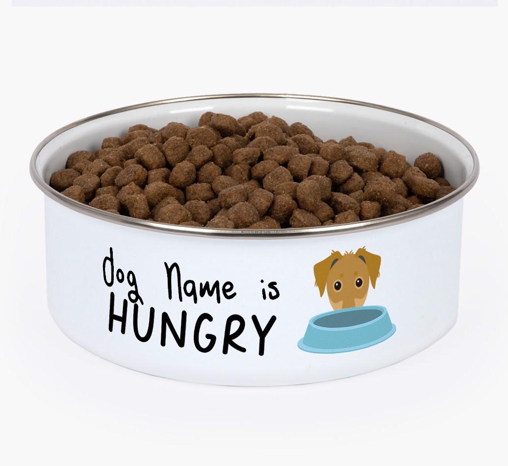 Hungry: Personalized {breedFullName} Enamel Dog Bowl