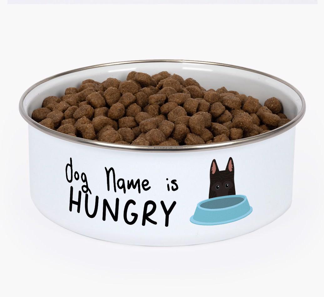 Hungry: Personalized {breedFullName} Enamel Dog Bowl