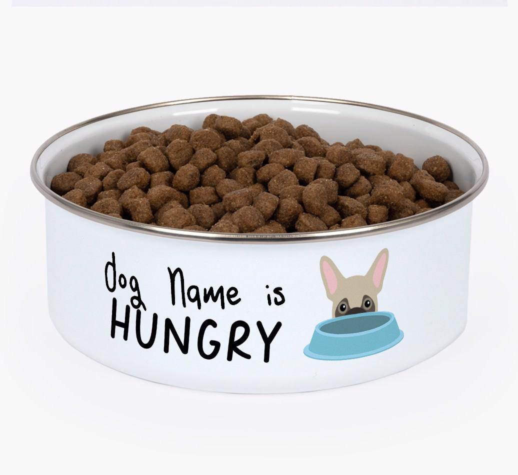 Hungry: Personalized {breedFullName} Enamel Dog Bowl