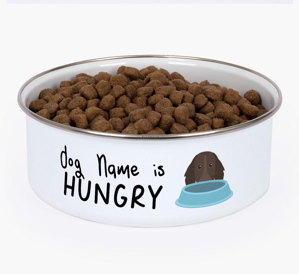 Hungry: Personalized {breedFullName} Enamel Dog Bowl