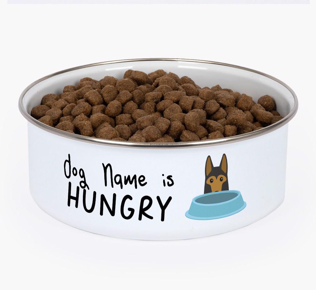 Hungry: Personalized {breedFullName} Enamel Dog Bowl