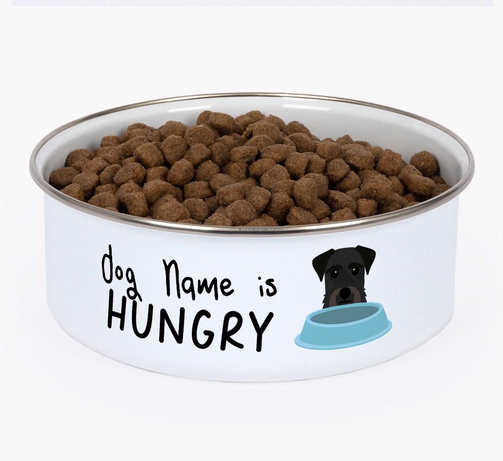 Hungry: Personalized {breedFullName} Enamel Dog Bowl