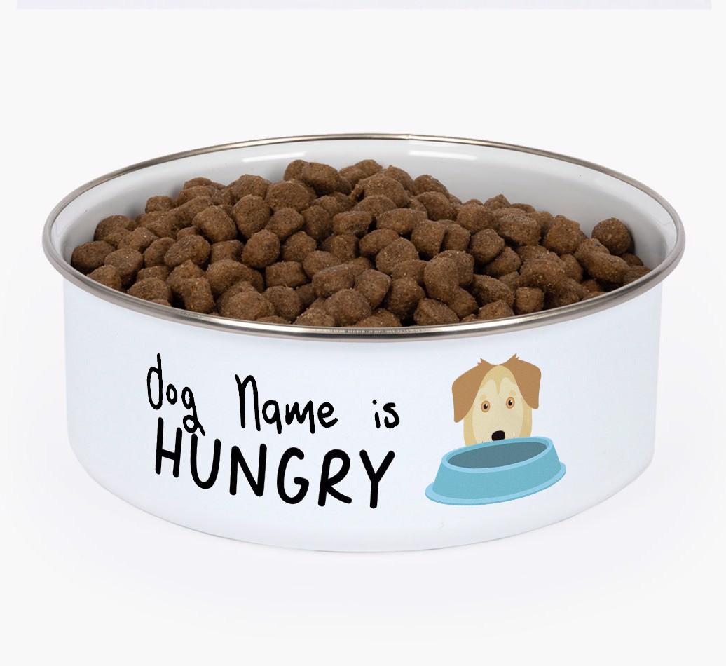 Hungry: Personalized {breedFullName} Enamel Dog Bowl