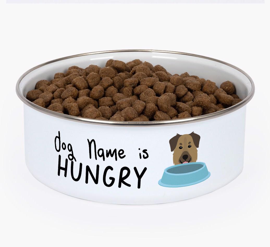 Hungry: Personalized {breedFullName} Enamel Dog Bowl