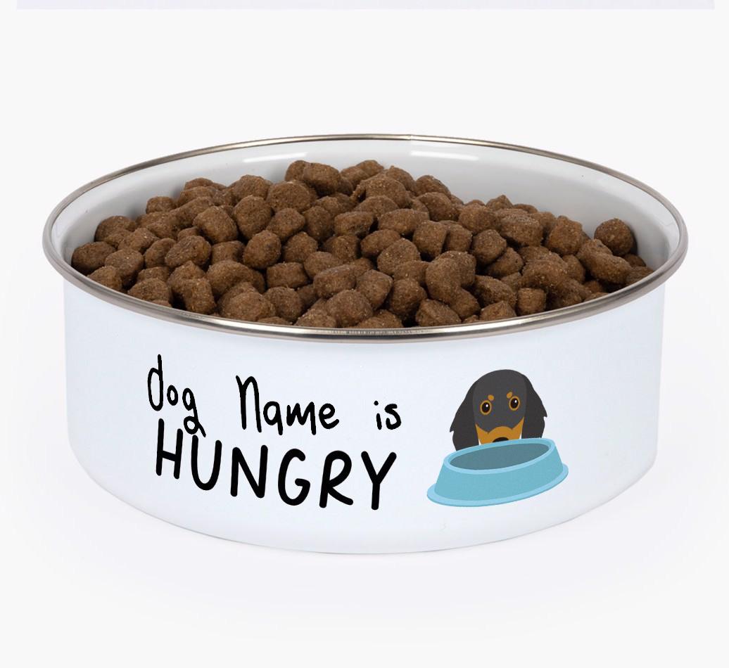 Hungry: Personalized {breedFullName} Enamel Dog Bowl