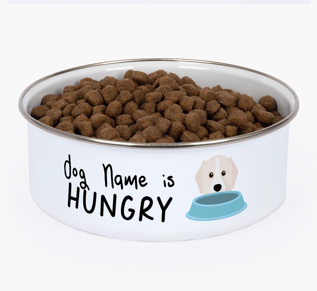Hungry: Personalized {breedFullName} Enamel Dog Bowl