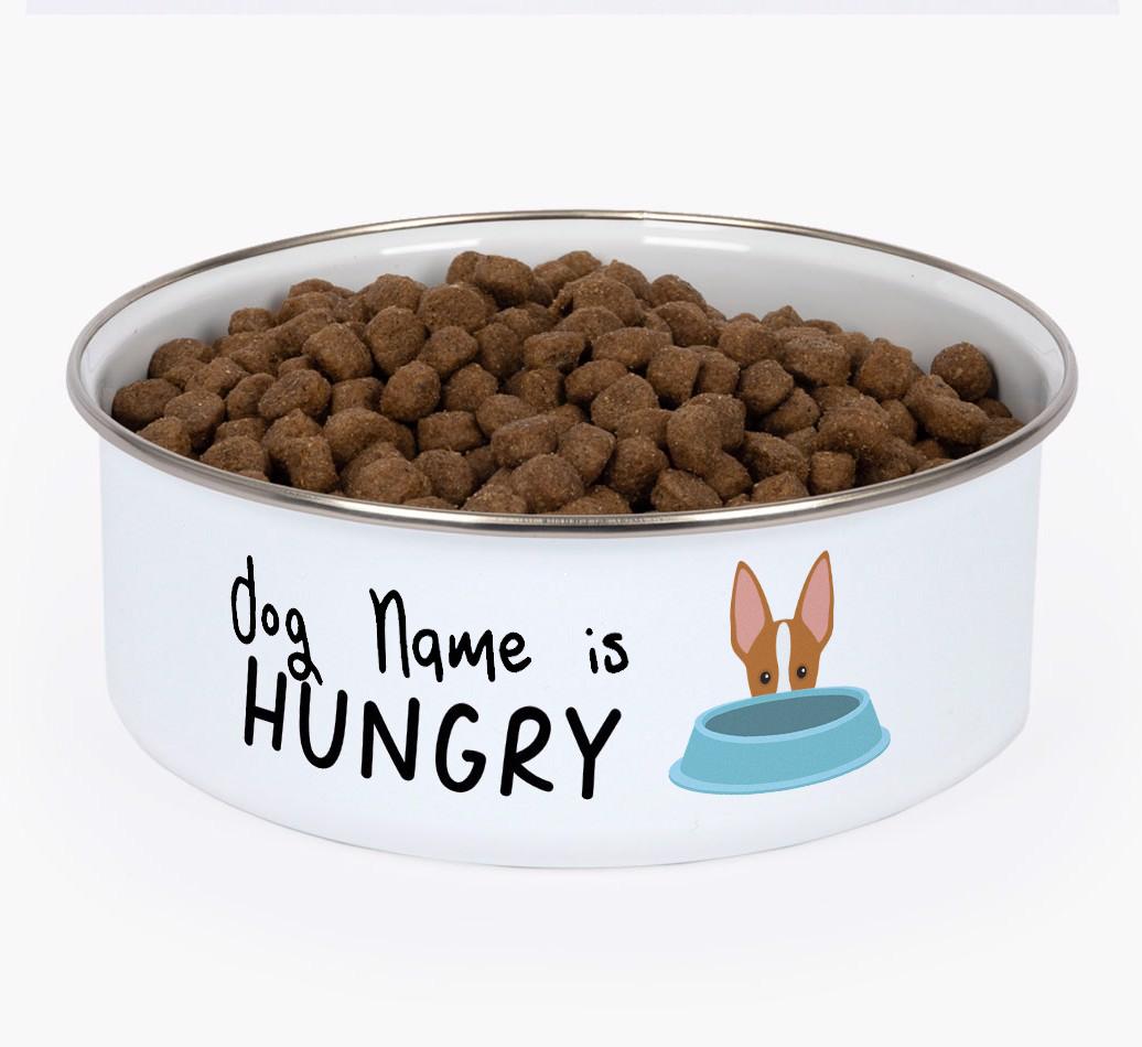 Hungry: Personalized {breedFullName} Enamel Dog Bowl