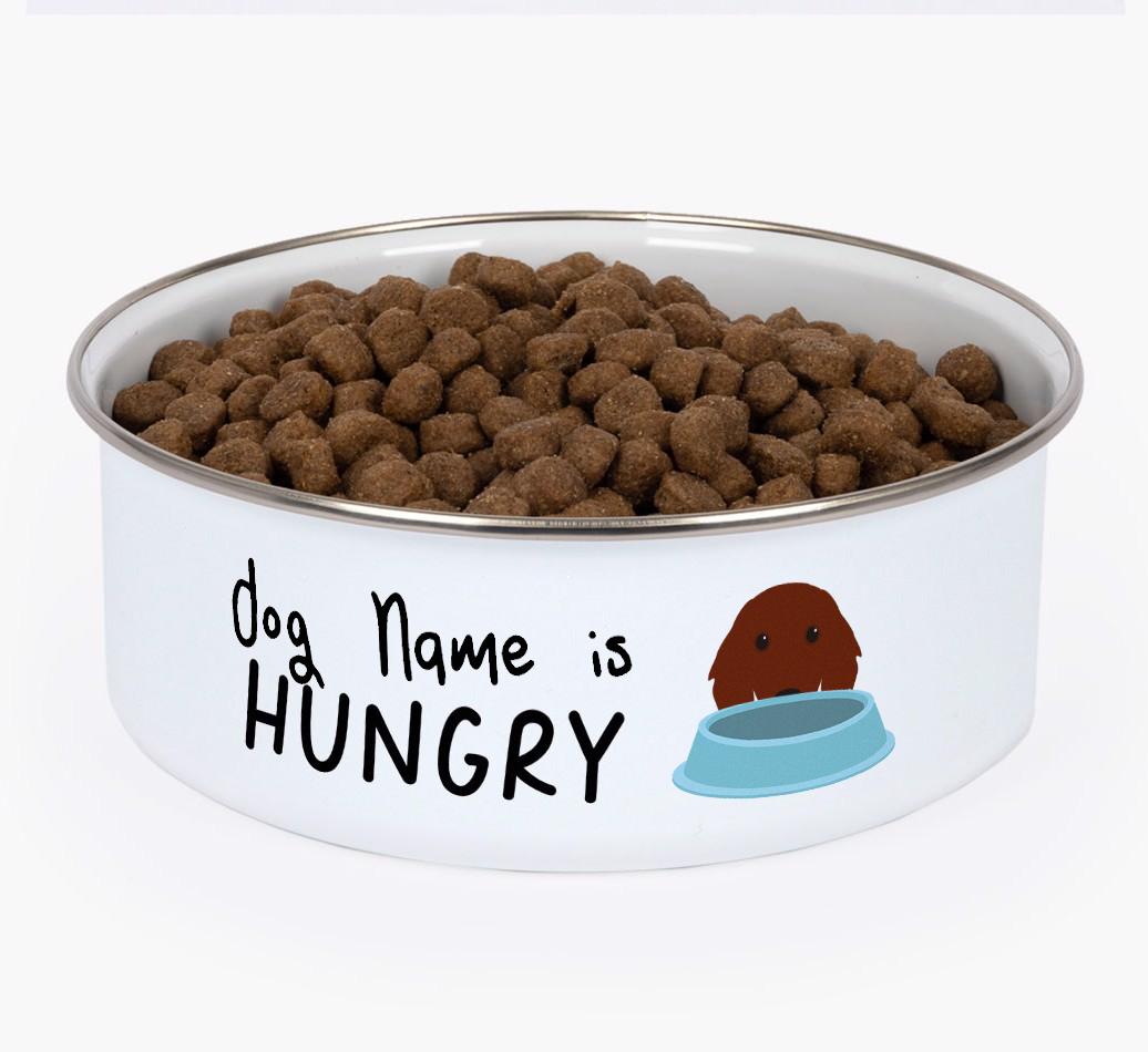 Hungry: Personalized {breedFullName} Enamel Dog Bowl