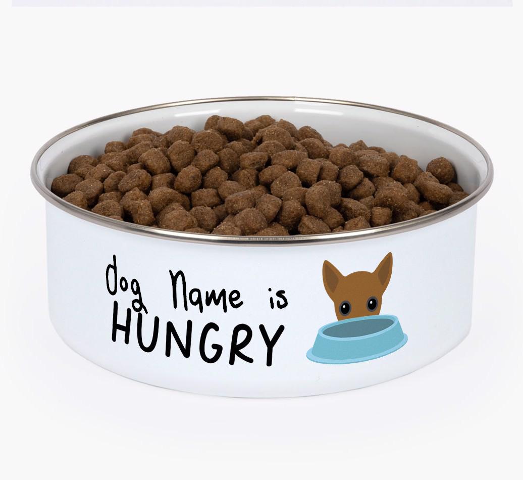 Hungry: Personalized {breedFullName} Enamel Dog Bowl