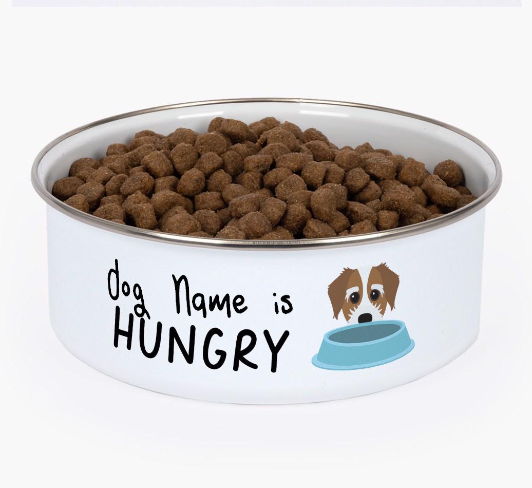 Hungry: Personalized {breedFullName} Enamel Dog Bowl
