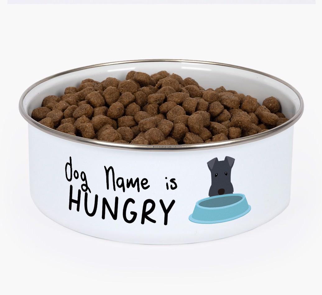 Hungry: Personalized {breedFullName} Enamel Dog Bowl