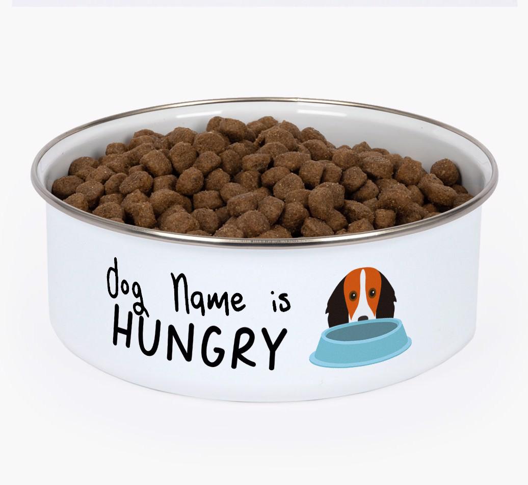 Hungry: Personalized {breedFullName} Enamel Dog Bowl