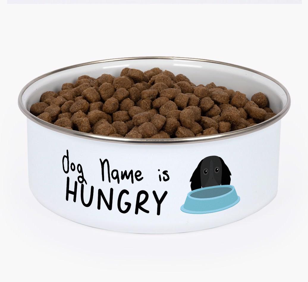 Hungry: Personalized {breedFullName} Enamel Dog Bowl