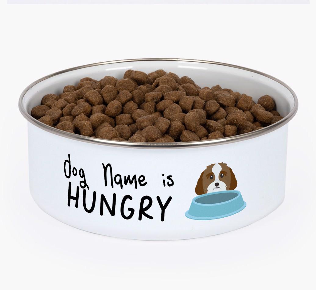 Hungry: Personalized {breedFullName} Enamel Dog Bowl