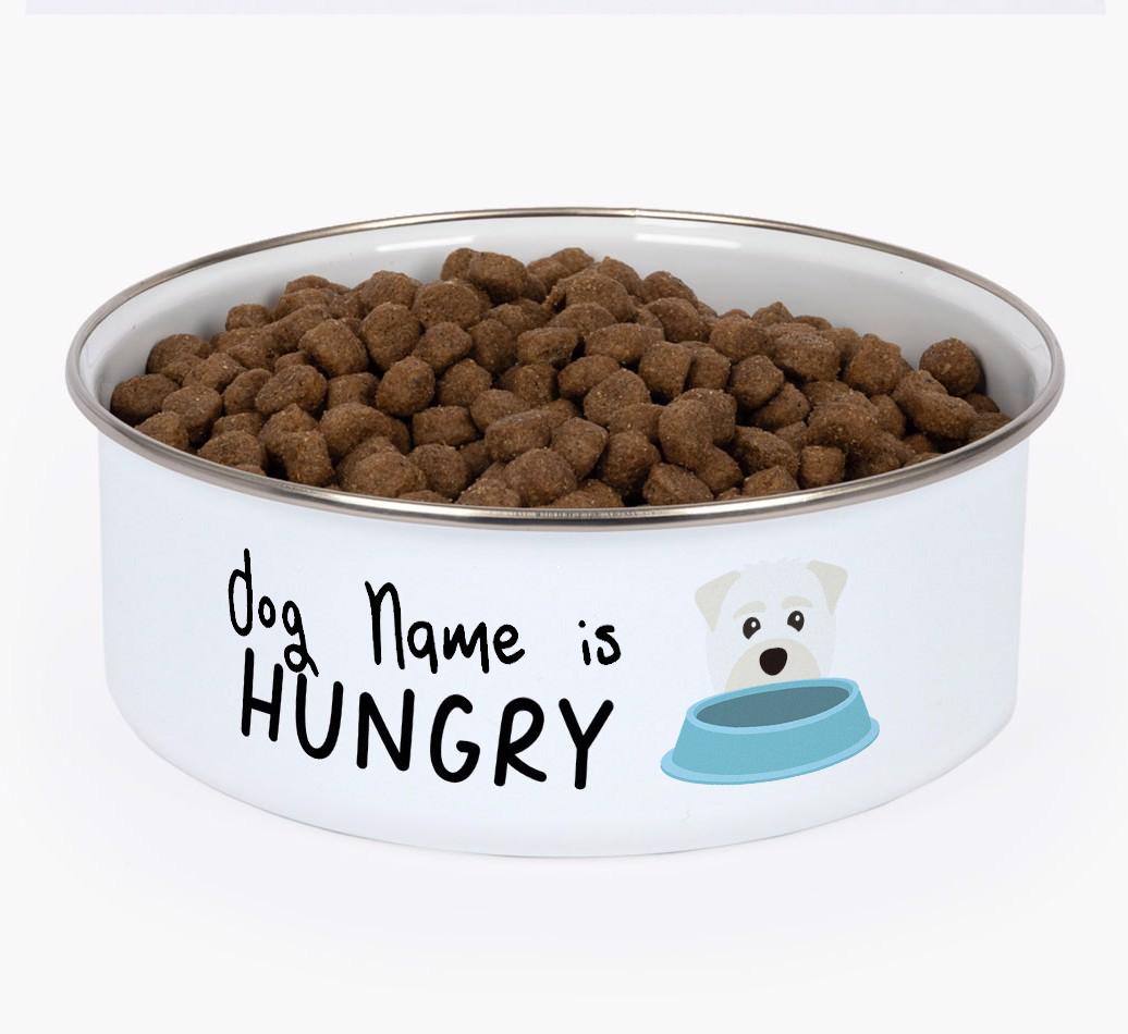 Hungry: Personalized {breedFullName} Enamel Dog Bowl