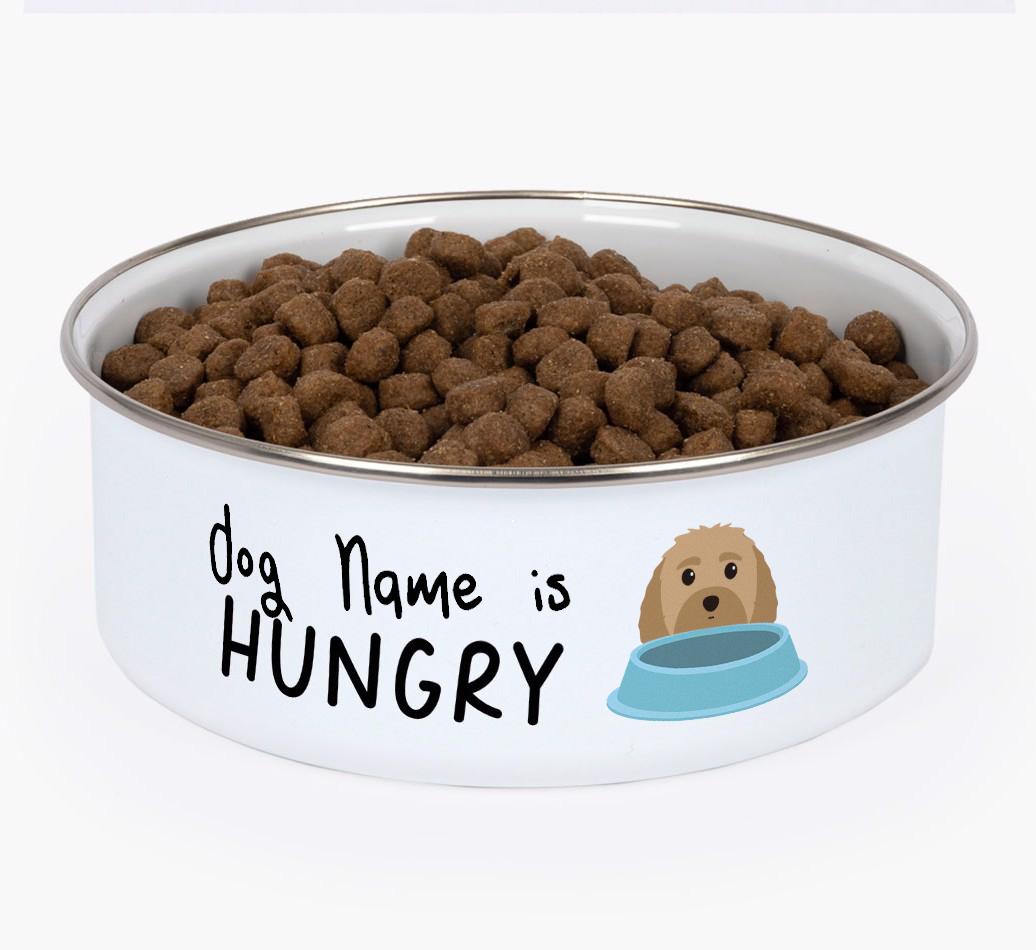 Hungry: Personalized {breedFullName} Enamel Dog Bowl