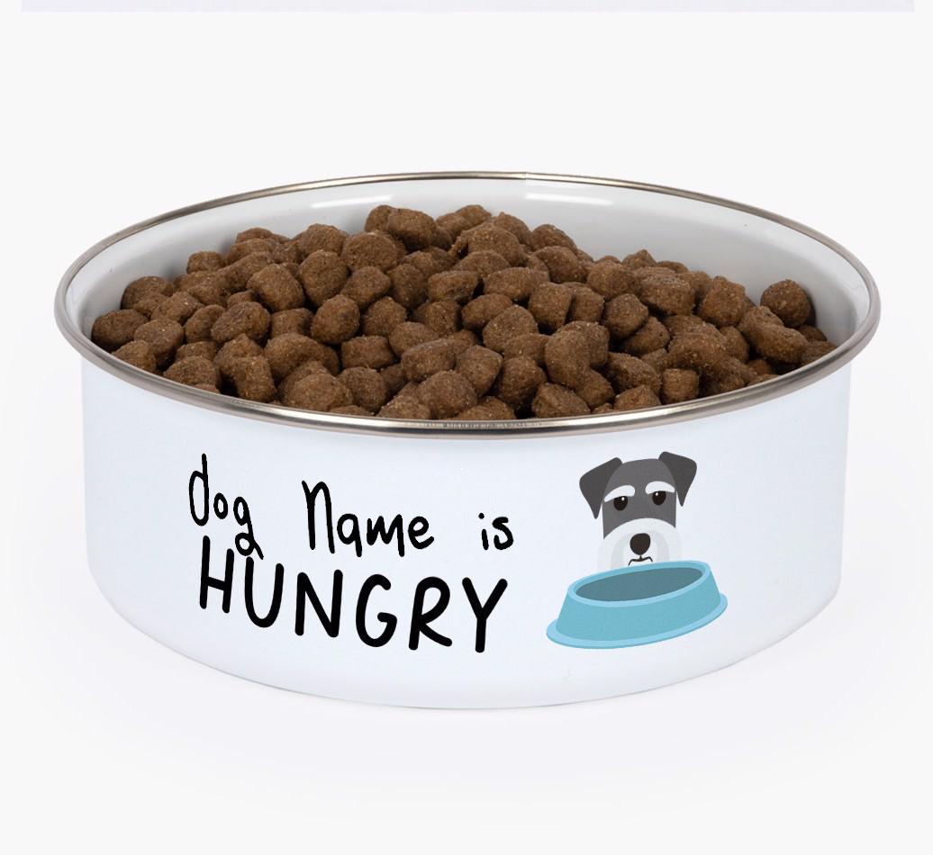 Hungry: Personalized {breedFullName} Enamel Dog Bowl