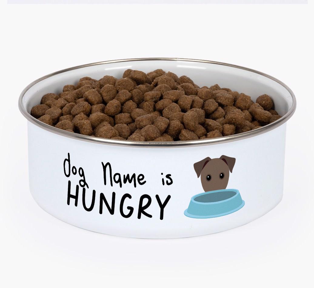 Hungry: Personalized {breedFullName} Enamel Dog Bowl