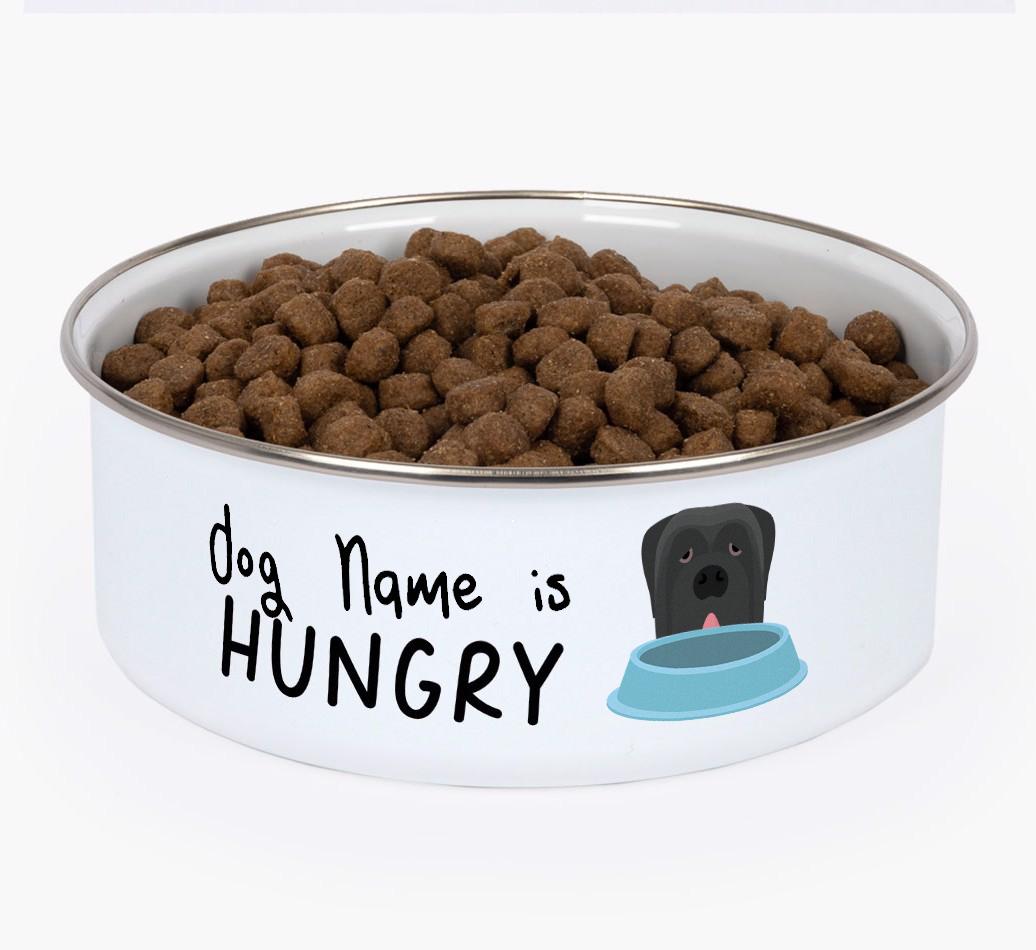 Hungry: Personalized {breedFullName} Enamel Dog Bowl