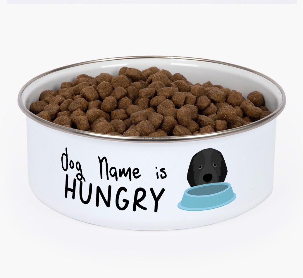 Hungry: Personalized {breedFullName} Enamel Dog Bowl
