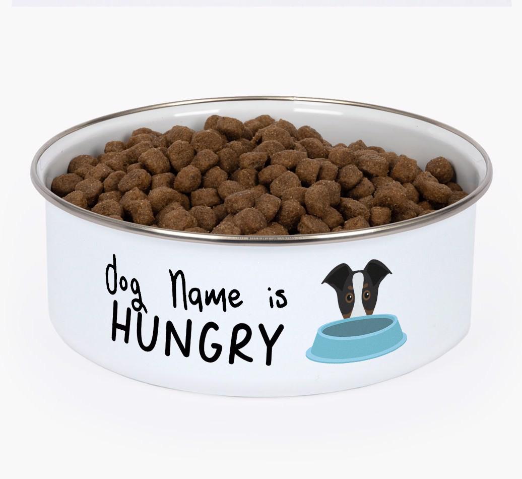 Hungry: Personalized {breedFullName} Enamel Dog Bowl