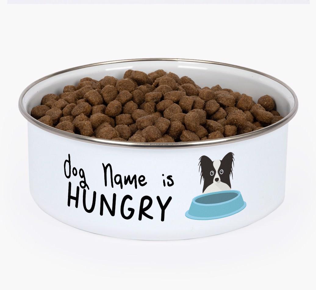Hungry: Personalized {breedFullName} Enamel Dog Bowl