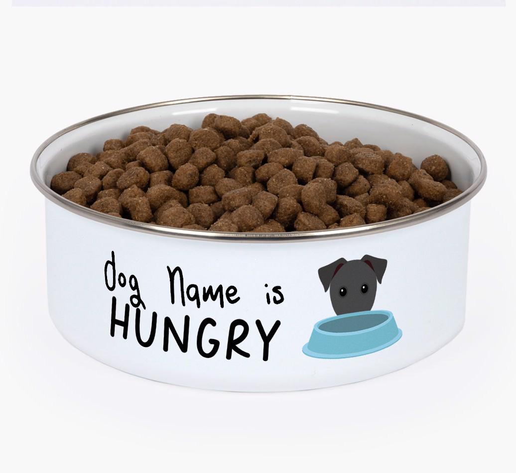 Hungry: Personalized {breedFullName} Enamel Dog Bowl